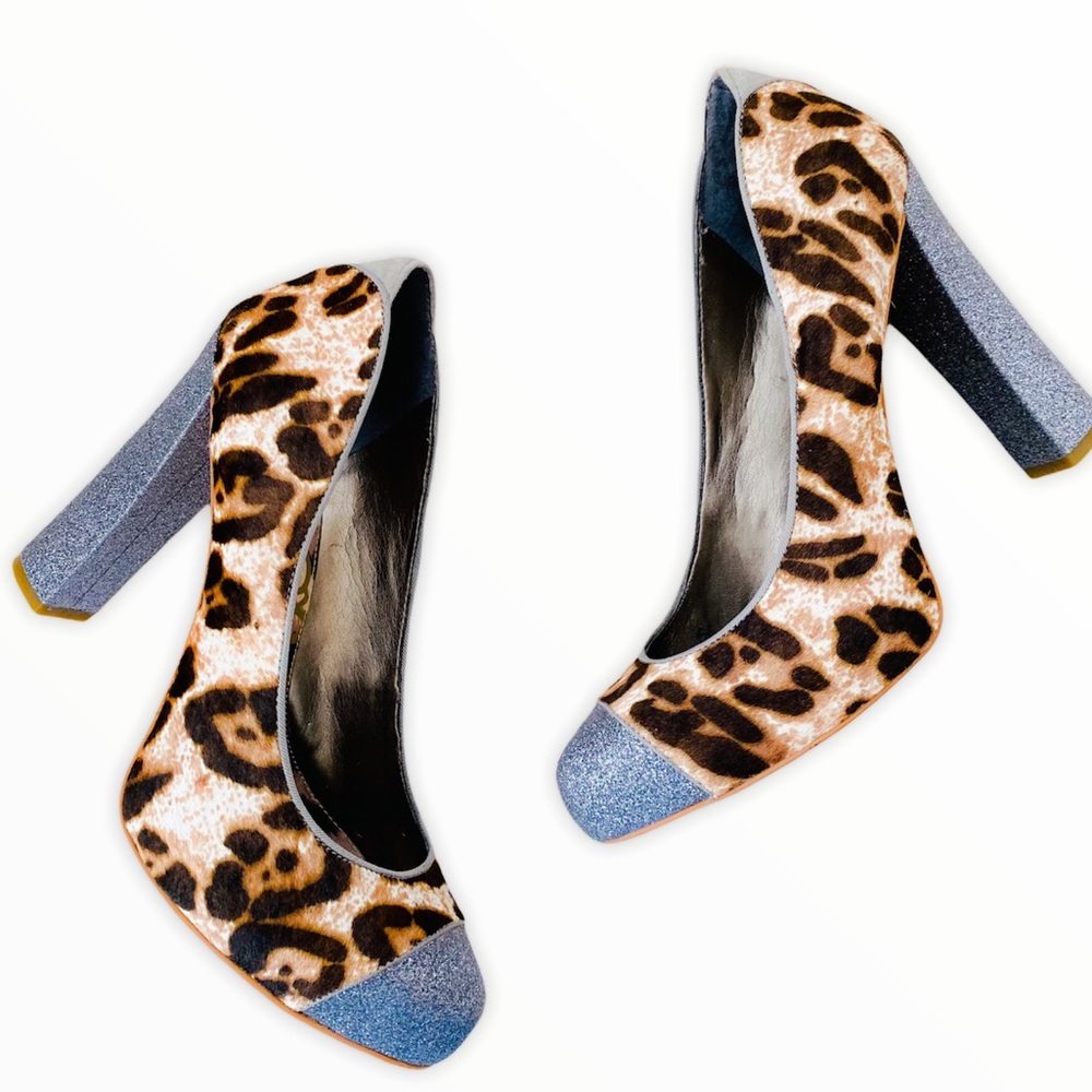 Sam Edelman Frances Calf Hair Glitter Heels Size 9